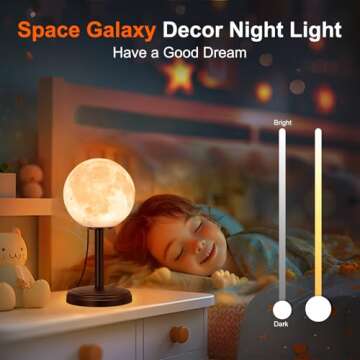 JIMIMORO Moon Lamp LED Night Light - Dimmable Bedside Lamps Small Modern Bedroom Lamp LED Desk Light...