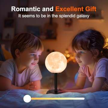 JIMIMORO Moon Lamp LED Night Light - Dimmable Bedside Lamps Small Modern Bedroom Lamp LED Desk Light with 25 Lighting Modes 3D Printed Realistic Moon Surface - Perfect for Girls Boys Kids Birthday