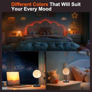 JIMIMORO Moon Lamp LED Night Light - Dimmable Bedside Lamps Small Modern Bedroom Lamp LED Desk Light with 25 Lighting Modes 3D Printed Realistic Moon Surface - Perfect for Girls Boys Kids Birthday