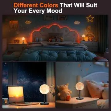 JIMIMORO Moon Lamp LED Night Light - Dimmable Bedside Lamps Small Modern Bedroom Lamp LED Desk Light with 25 Lighting Modes 3D Printed Realistic Moon Surface - Perfect for Girls Boys Kids Birthday