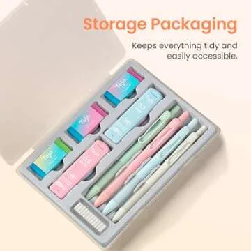 Cute Mechanical Pencil Set, 4 Pcs Pastel Mechanical Pencils 0.7 & 0.5mm with 4 Tube Leads Refills, 3 Erases & 1 Box Eraser Refills, Aesthetic pencils for Girl Boy, Back to School Supplies-Pastel