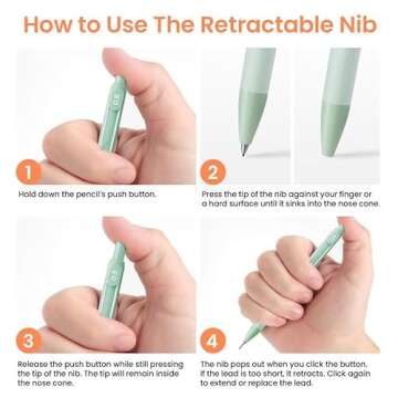 Cute Mechanical Pencil Set, 4 Pcs Pastel Mechanical Pencils 0.7 & 0.5mm with 4 Tube Leads Refills, 3 Erases & 1 Box Eraser Refills, Aesthetic pencils for Girl Boy, Back to School Supplies-Pastel