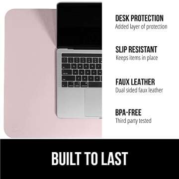GORILLA GRIP Desk Mat, Non Slip and Heat Resistant Mouse Pad, Soft PU Leather Pads, Dual Sided Blott...
