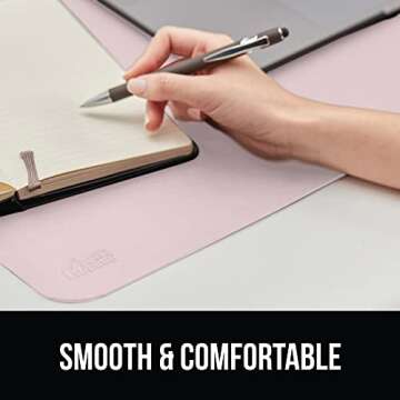 GORILLA GRIP Desk Mat, Non Slip and Heat Resistant Mouse Pad, Soft PU Leather Pads, Dual Sided Blotter, Desktop Protector Covers for Home Office Keyboard Laptop Computer and Writing, 23.6x13.7, Pink