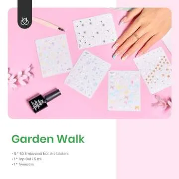 Beetles Gel Polish Gel Top Coat & 5D Flower Nail Stickers - No Wipe & Easy Application
