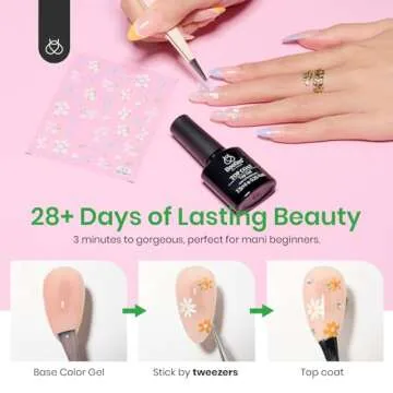 Beetles Gel Top Coat & 5D Flower Stickers Set