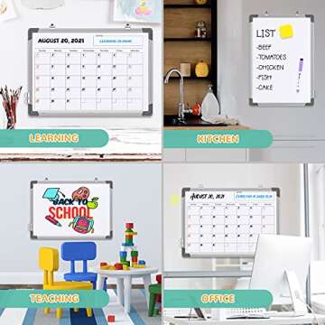 Small Monthly Calendar Dry Erase Whiteboard for Wall, 16" x 12" Magnetic Dry Erase Board, Hanging Double-Sided White Board, Portable Board for Drawing, Kitchen, Planning, Memo, Home, Office