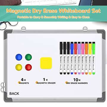 Small Monthly Calendar Dry Erase Whiteboard for Wall, 16" x 12" Magnetic Dry Erase Board, Hanging Double-Sided White Board, Portable Board for Drawing, Kitchen, Planning, Memo, Home, Office