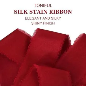 TONIFUL 4 Rolls Burgundy Dark Red Ribbons,1-1/2 Inch x 20yd Satin Ribbon Fringe Silk Ribbons for Gift Wrapping Flower Bouquet Wrapping Wedding Invitation Craft Christmas Valentines Ribbons Home Decor