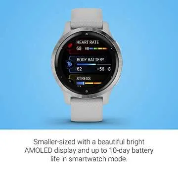 Garmin Venu 2S, Smaller-Sized GPS Smartwatch with Advanced Health Monitoring and Fitness Features, Silver Bezel with Light Gray Case and Silicone Band, (010-02429-02) (Renewed)