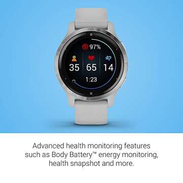 Garmin Venu 2S, Smaller-Sized GPS Smartwatch with Advanced Health Monitoring and Fitness Features, Silver Bezel with Light Gray Case and Silicone Band, (010-02429-02) (Renewed)