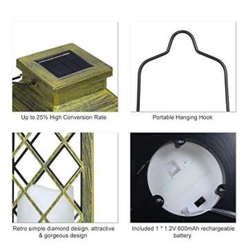 Tomshine LED Solar Lantern for Outdoor Spaces Stylish Light