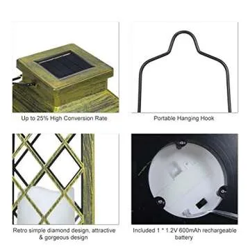 Tomshine LED Solar Lantern for Outdoor Spaces Stylish Light