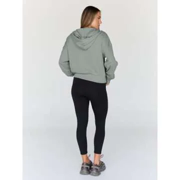 Trendy Queen Hoodies for Women Full Zip Up Cropped Sweatshirts Jackets Casual Comfy Gym Tops Fall Outfits Winter Clothes 2025 LightGreen M