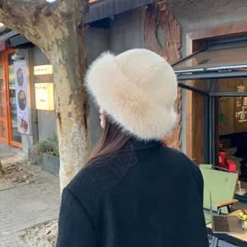 Womens Winter Faux Fur Bucket Hat for Cozy Chic Style