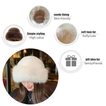 Womens Winter Faux Fur Bucket Hat for Cozy Chic Style