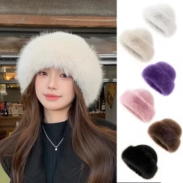 Womens Winter Faux Fur Bucket Hat for Cozy Chic Style