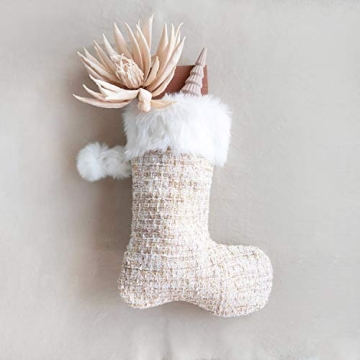 Creative Co-Op Unique Fabric Bouclé Christmas Stocking