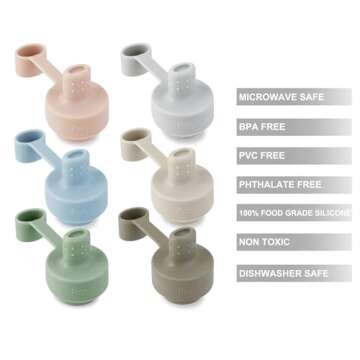 PandaEar Silicone Water Bottle Caps for Kids - No Spill & Fun Colors