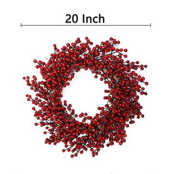 VGIA 18 Inch Stunning Red Berry Wreath Front Door Wreath Design