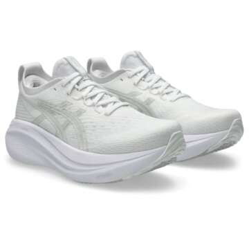 ASICS Women's Gel-Nimbus 27 Running Shoes, 9.5, White/Glacier Grey
