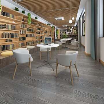 SENGLIDA White Dining Table Round Small Office Table Conference Table Coffee Meeting Table w/Stainle...