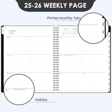 2025-2026 Weekly Planner with Flexible Cover and Tabs