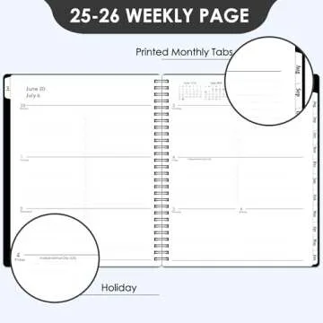 2025-2026 Weekly Planner with Flexible Cover and Tabs
