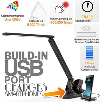 Lampat LED Desk Lamp with Touch Control and USB Port