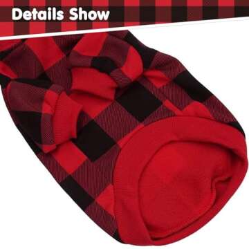 KOOLTAIL Plaid Dog Hoodie Pet Clothes Sweater with Hat and Pocket for Small Medium Large Size Dogs, Soft Winter Warm Dog Cold Weather Coat, Fleece Fall Dog Hooded Sweatshirt for Puppy Cats, Red XL