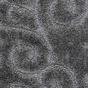 SAFAVIEH Florida Shag Collection Accent Rug - 4' x 6', Grey, Scroll Design, Non-Shedding & Easy Care, 1.2-inch Thick Ideal for High Traffic Areas in Entryway, Living Room, Bedroom (SG455-8013)