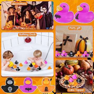 DEEKIN 100 Pcs Halloween Rubber Ducks Bulk 1.57 Inch Mini Fancy Novelty Rubber Ducks for Halloween Trick Treat Fillers Party Favors Baby Shower