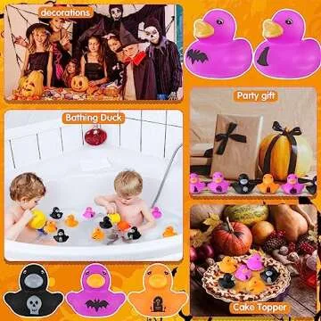 DEEKIN 100 Pcs Halloween Rubber Ducks Bulk 1.57 Inch Mini Fancy Novelty Rubber Ducks for Halloween Trick Treat Fillers Party Favors Baby Shower
