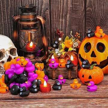 DEEKIN 100 Pcs Halloween Rubber Ducks Bulk 1.57 Inch Mini Fancy Novelty Rubber Ducks for Halloween Trick Treat Fillers Party Favors Baby Shower