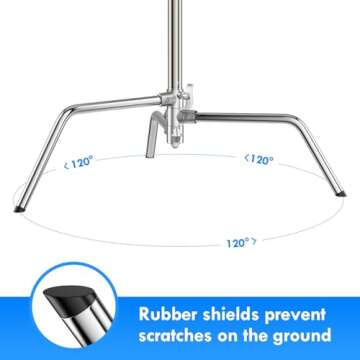 EMART 10ft/300cm Photography Heavy Duty C Stand with 4.2ft/128cm Holding Boom Arm and 2 Pieces Grip Head， Adjustable Stainless Steel Tripod for Video, Moonlight, Parabolic Softbox