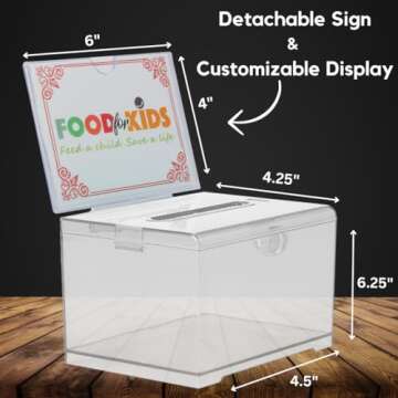 Adir Donation Box with Lock for Fundraising Activities