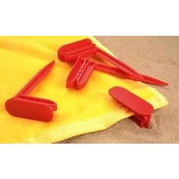 4 ALAZCO Anchor Stakes Clamps Claim it - Picnic Blanket, Beach Towel Holders on Sand or Lawn- Secure...