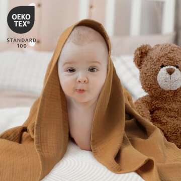 Muslin Swaddle Blankets for Newborn, 3 Pack Breathable Soft Receiving Blanket, Large 38 x 40 inches Swaddle Wrap Burping Clothes, Essentials Infant Shower Items, Toddler Gift (Multiple Colors)