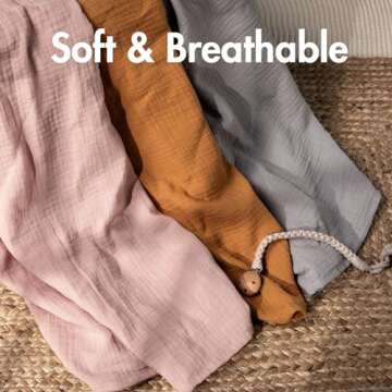 Muslin Swaddle Blankets for Newborn, 3 Pack Breathable Soft Receiving Blanket, Large 38 x 40 inches Swaddle Wrap Burping Clothes, Essentials Infant Shower Items, Toddler Gift (Multiple Colors)