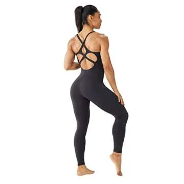 SUHK ASANA Women's Sleeveless Workout Romper Jumpsuit