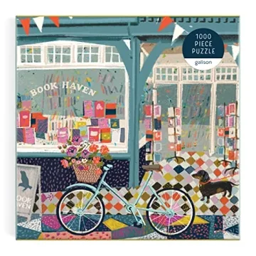 Galison Book Haven Puzzle, 1000 Pieces, 20” x 20” – Difficult Jigsaw Puzzle with Stunning & Colorful Artwork of a Book Shop by Victoria Ball – Thick, Sturdy Pieces, Challenging Family Activity