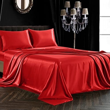 SiinvdaBZX King Size Satin Sheet Set for Luxurious Sleep Experience