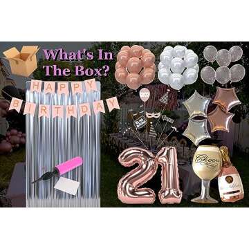 Elegant 45-Piece Rose Gold 21st Birthday Party Decoration Set