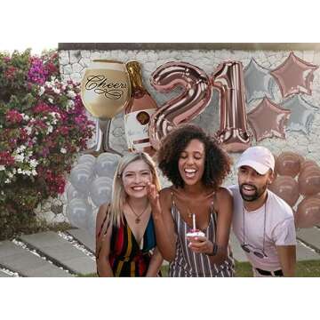 Rose Gold 21st Birthday Party Decorations Set - 45 Pieces