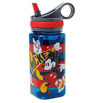 Disney Mickey Mouse Water Bottle with Built-In Straw