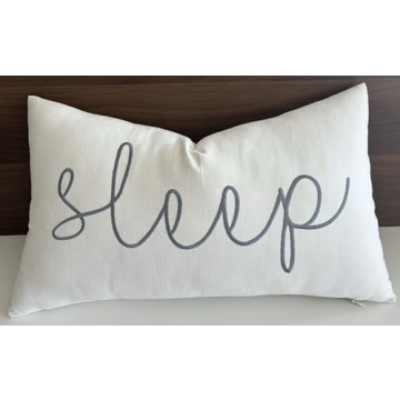 EURASIA DECOR Sleep Embroidered Decorative Lumbar Accent Throw Pillow Cover - Living Room, Sofa, Cha...