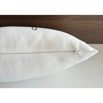 EURASIA DECOR Sleep Embroidered Decorative Lumbar Accent Throw Pillow Cover - 12x20 Inches, Offwhite, Perfect for Home and Gifts