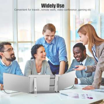 FHH Laptop Screen Extender, 14" FHD 1080P Triple Monitor for Laptop Extension- 315°Rotate Portable Dual Monitor Screen for 13.3"-16.5" Laptops Type-C/HDMI/USB-A Plug & Play for Wins/Mac/Chro