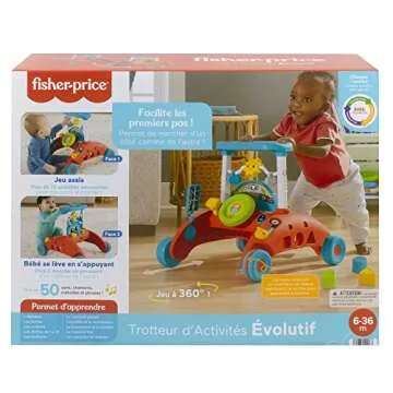 ​Fisher-Price 2-Sided Steady Speed Walker - French Edition, Interactive car, Baby Walking Toy with Activities and Learning Songs, HJP43