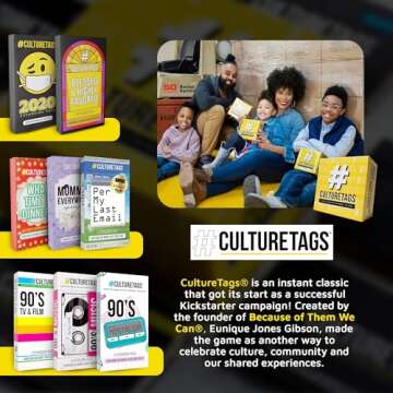 Culture Tags-Card Game for People Who Love Hashtags + Culture, Party Game Set, Gift for Family Fun or Virtual Play, Ages 13+ Years, CB Games